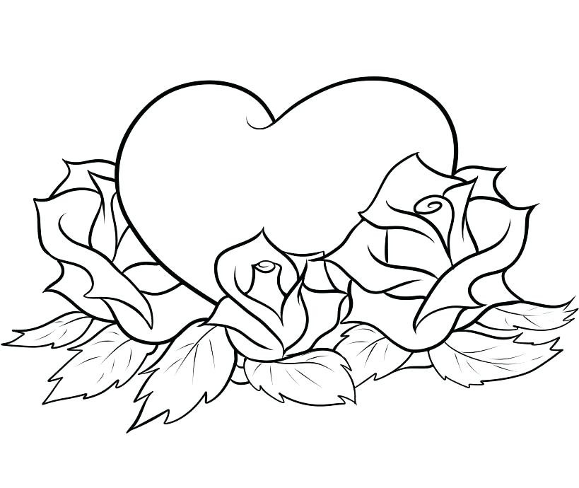 819x690 Cool Rose Coloring Pages 99 Sheets With Heart