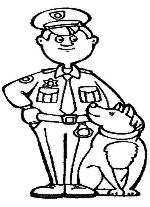 600x831 Police Officer And Dog Coloring Page
