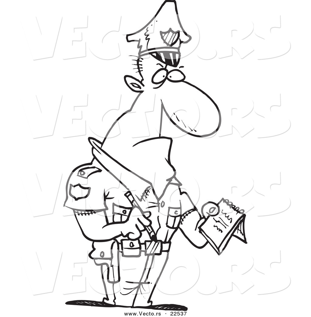 1024x1044 Vector Of A Cartoon Tough Cop Writing A Ticket