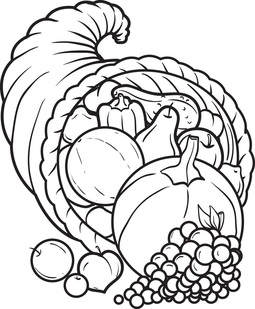 Free Printable Cornucopia Coloring Page For Kids 845x1023 Free Printable Cornucopia Coloring Page For Kids