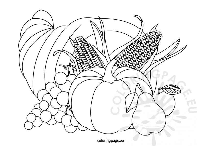 Thanksgiving Cornucopia Coloring Page 804x595 Thanksgiving Cornucopia Coloring Page