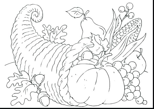 Coloring Page Of A Cornucopia With The Fruit 618x438 Coloring Page Of A Cornucopia With The Fruit