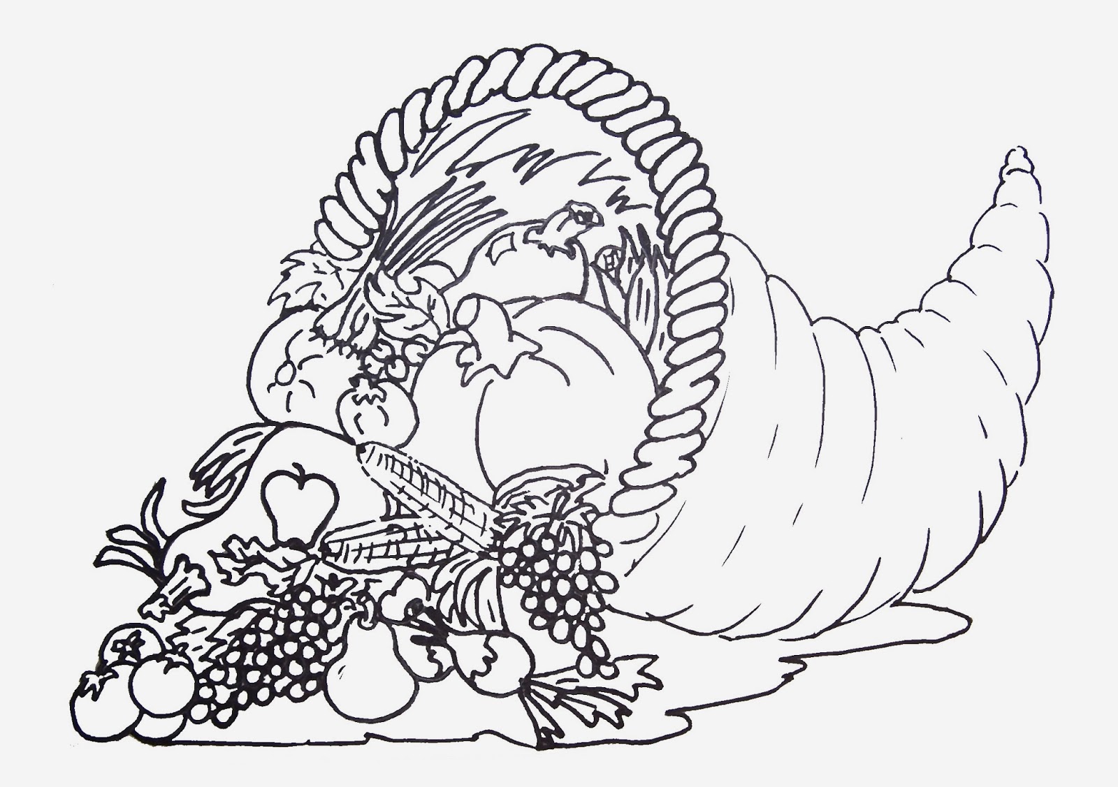Cornucopia Coloring Page 1600x1127 Cornucopia Coloring Page