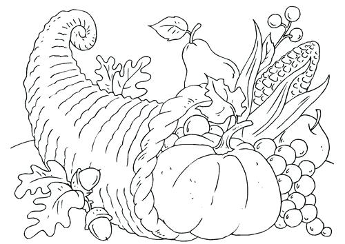 500x354 Cornucopia Coloring Pages Printable Thanksgiving Coloring Page
