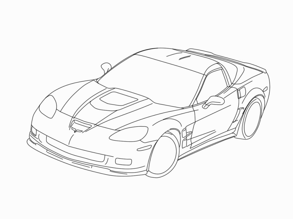 Corvette Coloring Pages Within 1024x768 Corvette Coloring Pages Within