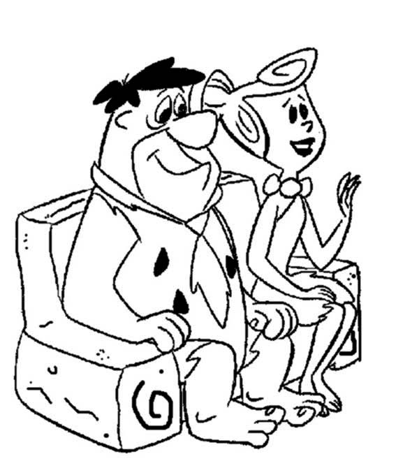600x660 Fred And Wilma Sitting On The Couch In The Flintstones Coloring