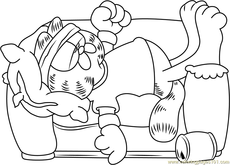 800x575 Garfield Sleeping On Sofa Coloring Page