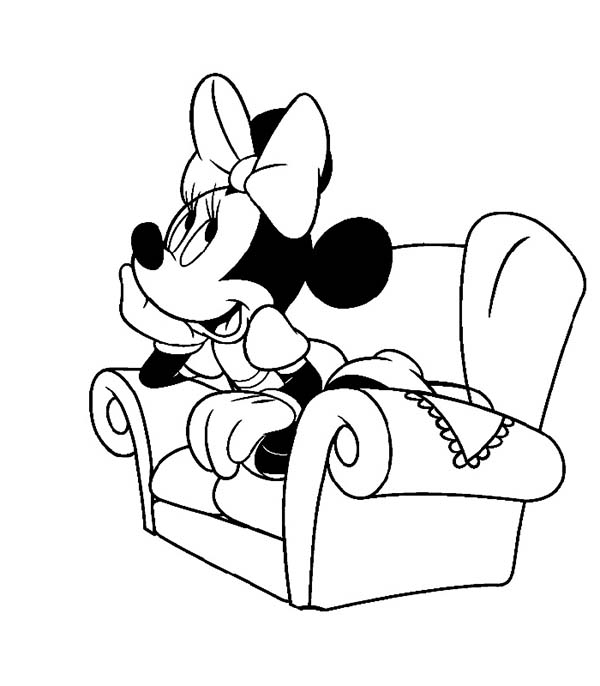 600x686 Minnie Mouse Sitting In A Couch Coloring Page