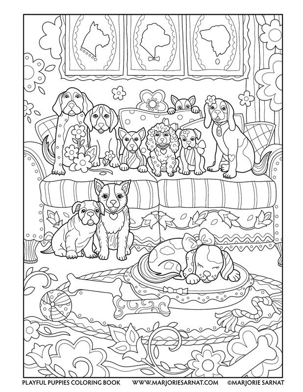 618x800 Pups On A Couch Playful Puppies Coloring Book By Marjorie Sarnat