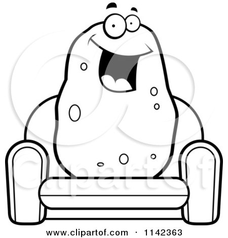 450x470 Cartoon Clipart Of Blacknd White Happy Potato Sitting On