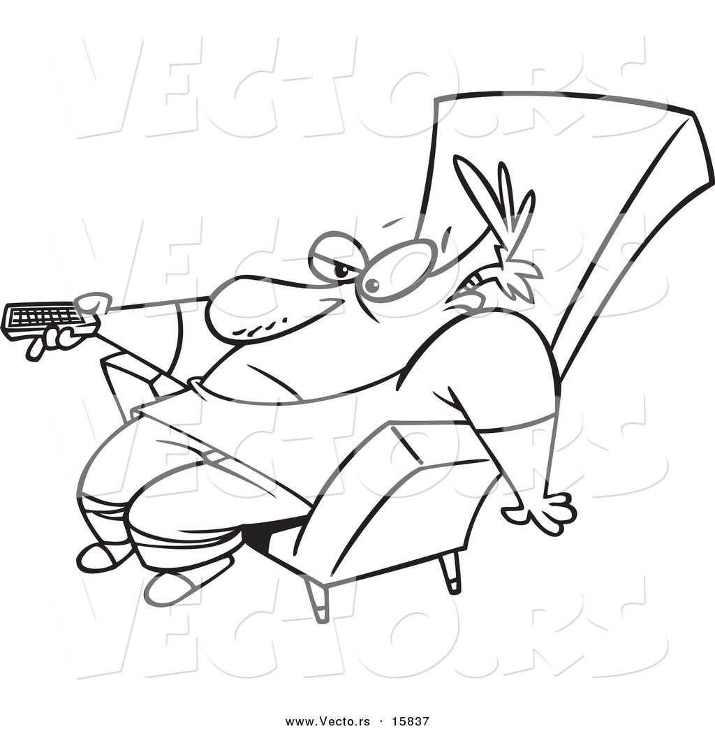1024x1044 Vector Of A Cartoon Couch Surfer Guy Standing On His Sofa With Tv