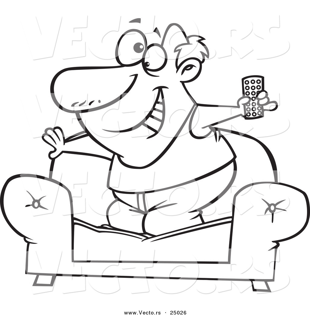 1024x1044 Vector Of Cartoon Couch Surfer Guy Standing On His Sofa
