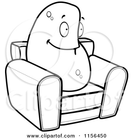 450x470 Cartoon Clipart Of A Black And White Lazy Couch Potato On A Chair