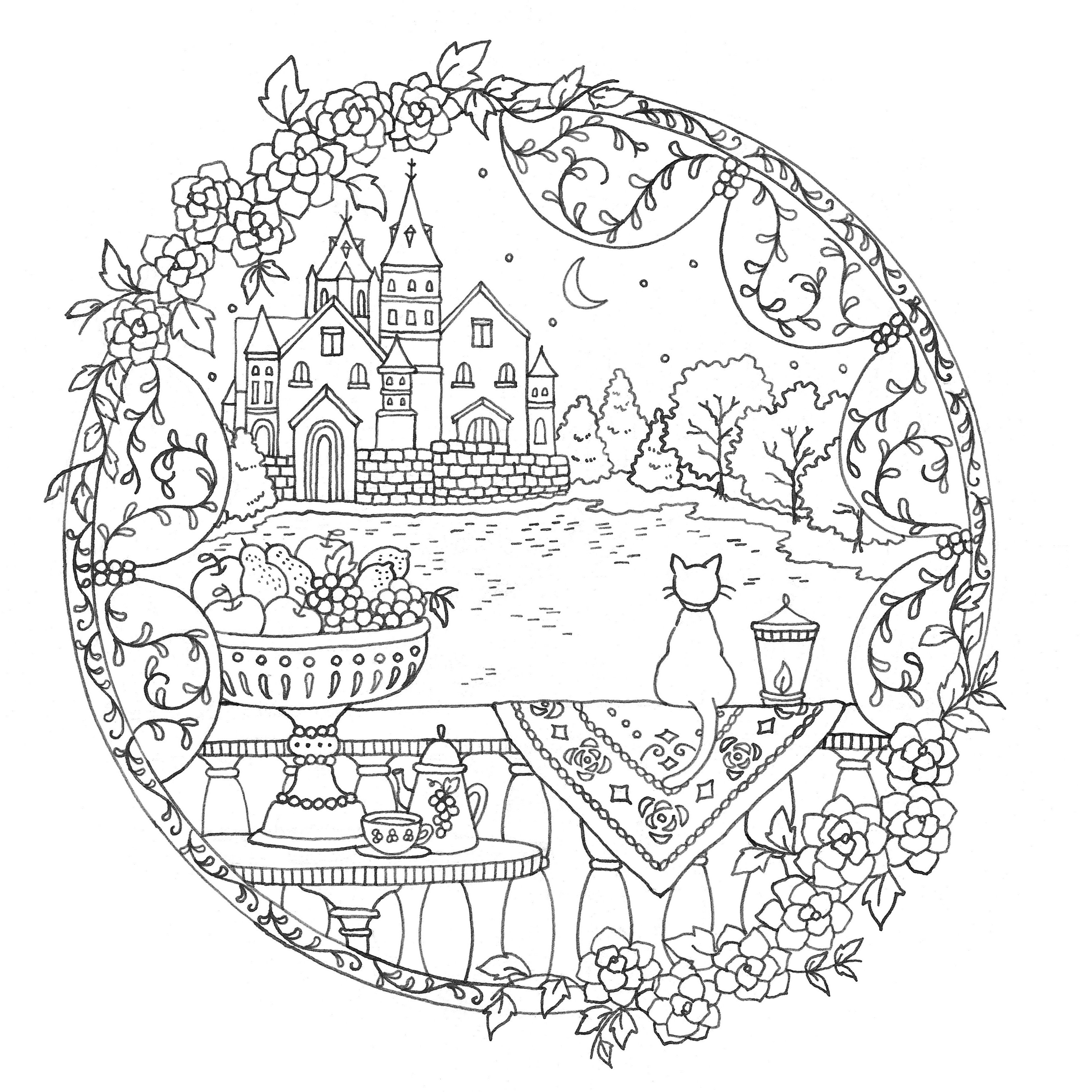 3445x3445 Romantic Country Coloring Book Mandala Coloring Books