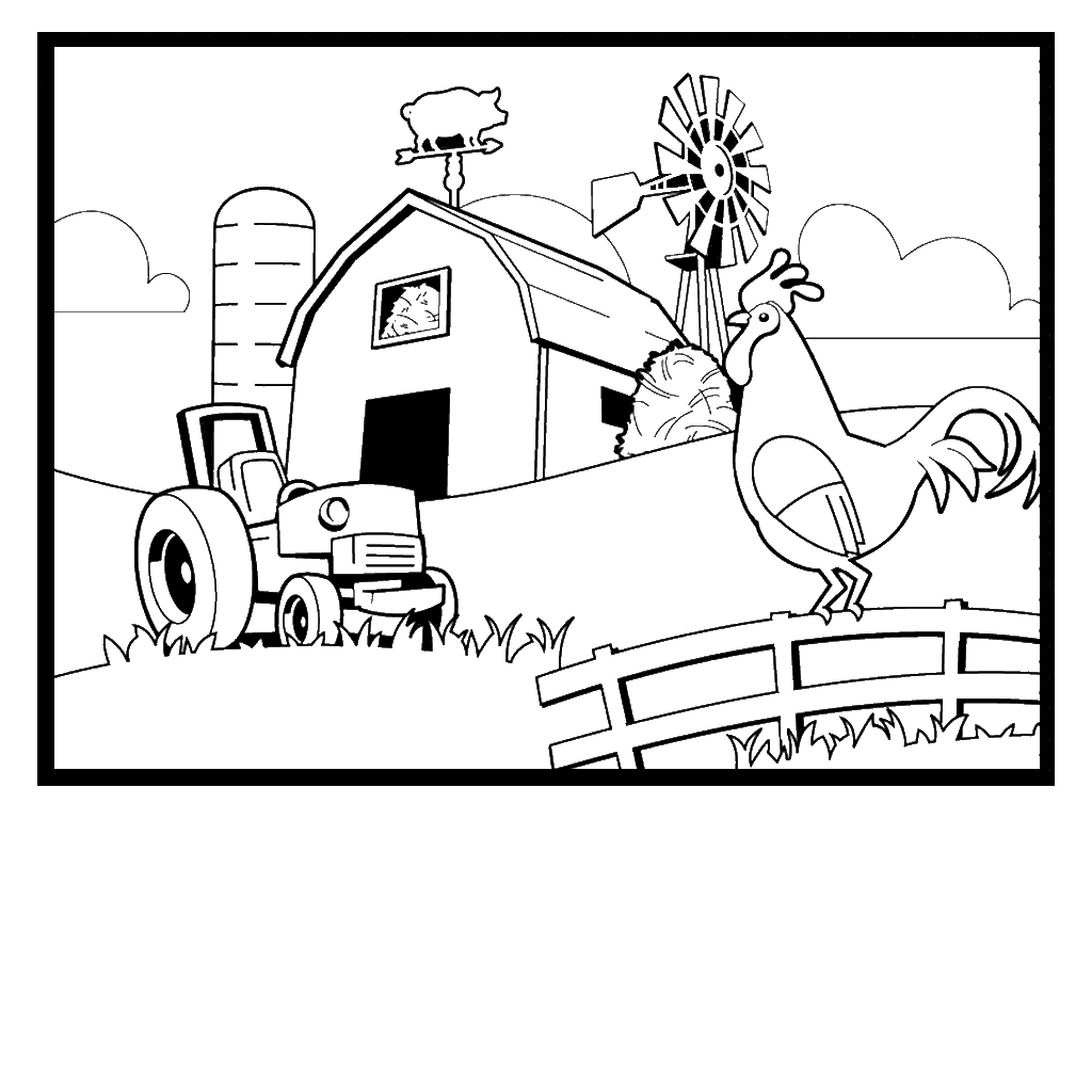 1024x1024 Colorful Free Farm Scene Coloring Pages Rooste