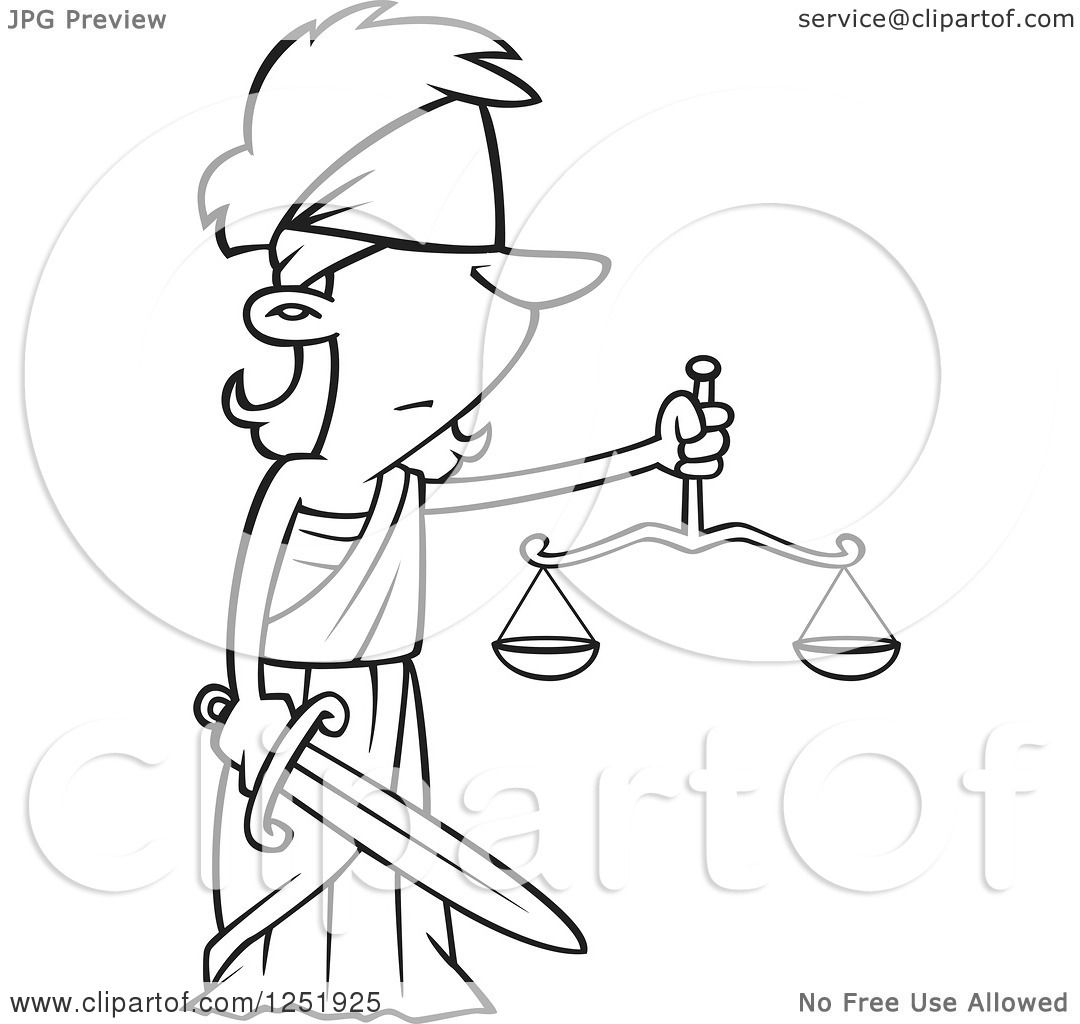Clipart Of A Black And White Cartoon Lady Justice Blindfolded 1080x1024 Clipart Of A Black And White Cartoon Lady Justice Blindfolded