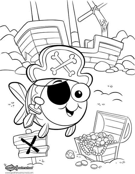Coloring Page For Goldfish Swim School 450x580 Coloring Page For Goldfish Swim School