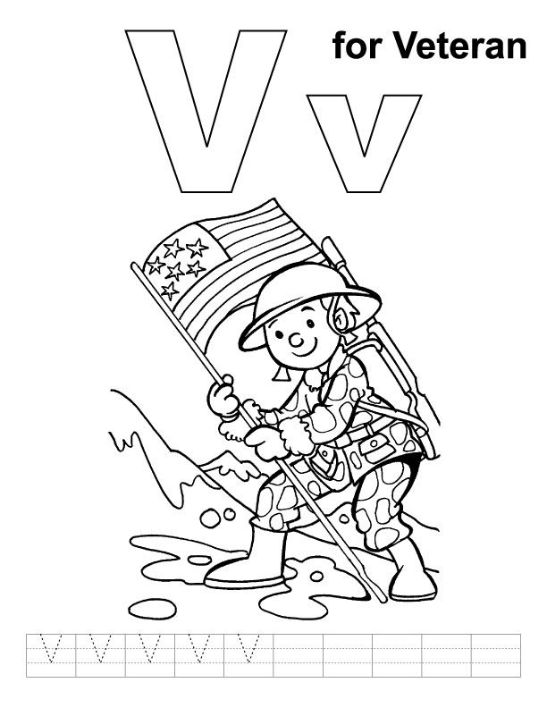 V For Veteran Coloring Page With Handwriting Practice For Gunner 612x792 V For Veteran Coloring Page With Handwriting Practice For Gunner