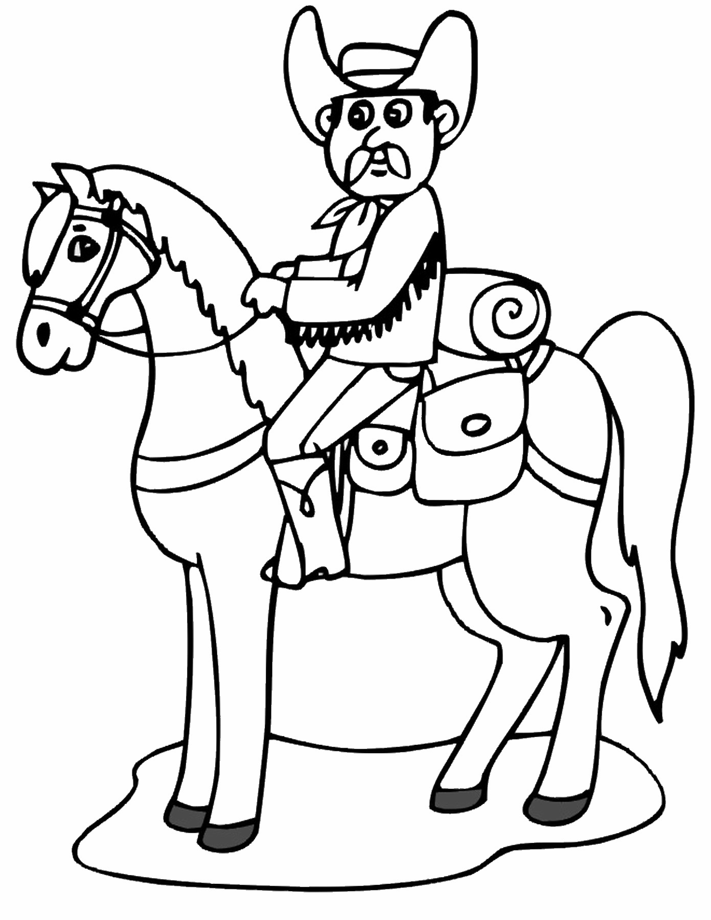 1391x1800 Cowboy Coloring Pages