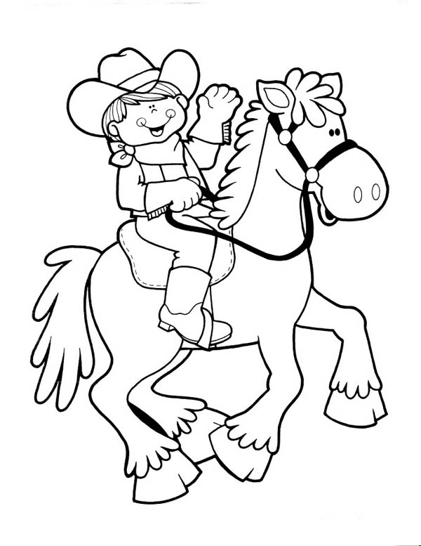 600x777 Cute Cowgirl Riding Picture Coloring Page Coloring Opp 2