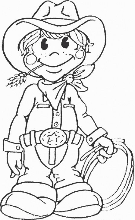 448x730 Online Printable Coloring Sheet Of A Brave Cowboy Fun Coloring