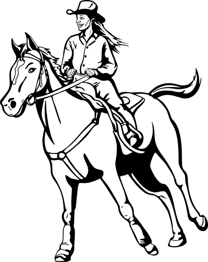 813x1024 Cowboy Cowgirl Coloring Page