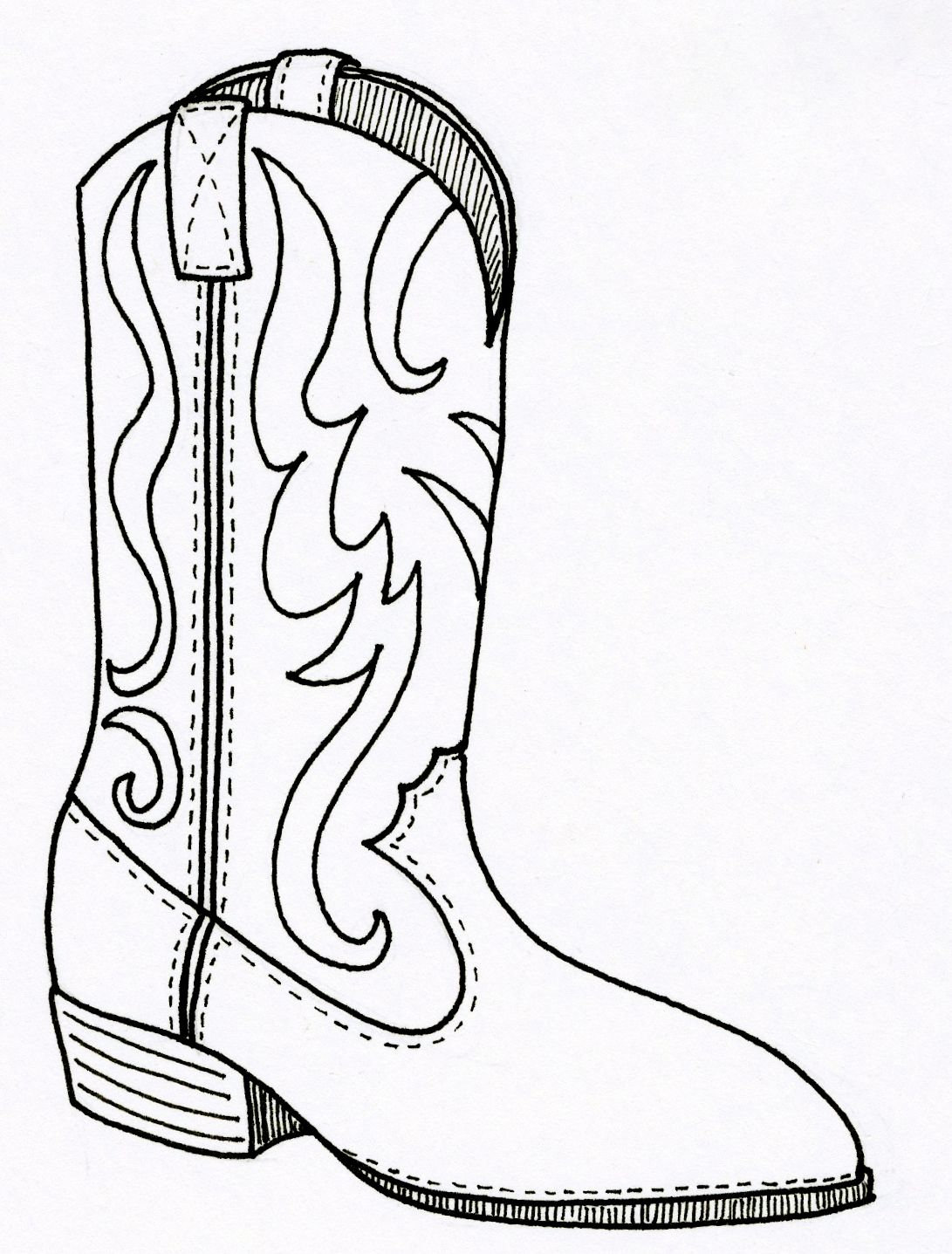 1091x1437 Cowboy Boots Coloring Pages