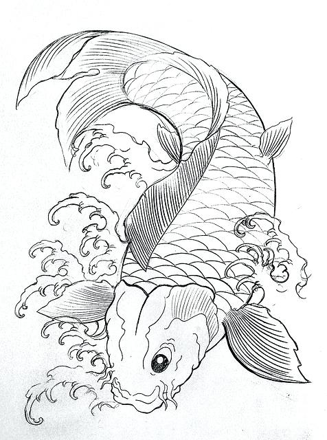 476x640 Koi Fish Coloring Page Fish Coloring Pages Sketch Realistic Koi
