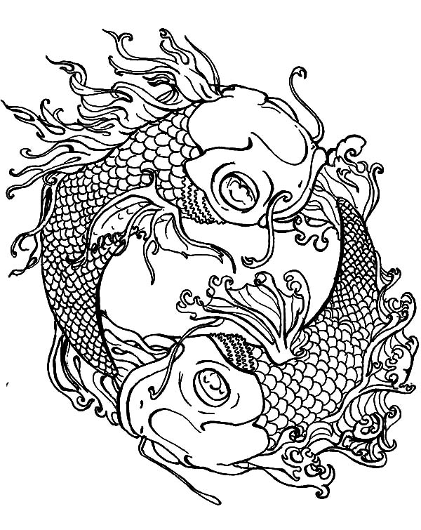 600x755 Koi Fish Yin Yang Coloring Pages Koi Fish Yin Yang Coloring Pages