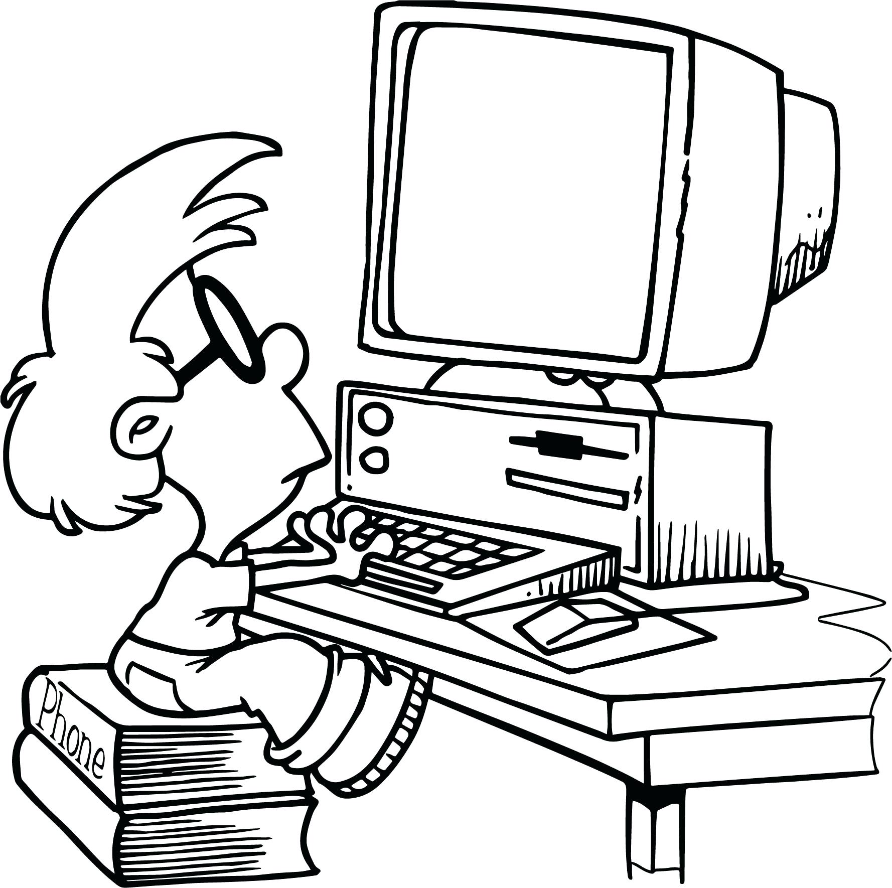 1778x1770 Computer Kid Playing Coloring Page 118 Enchanting Sheets Lab Pages