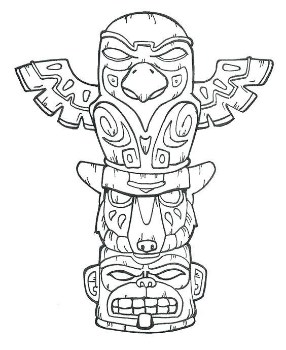 564x689 Tiki Mask Coloring Pages Coloring Pages Totem Pole Coloring Pages