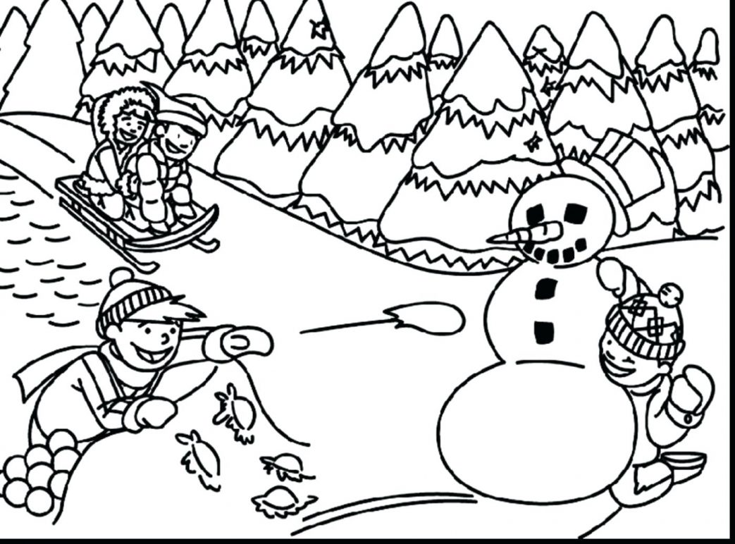 1043x772 Security Winter Scene Coloring Page Pages Printable Sheet