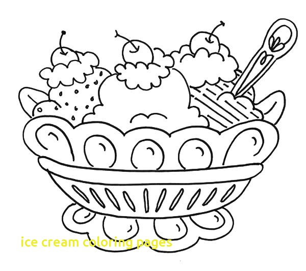 600x533 Ice Cream Coloring Pages With Banana Split And Ice Cream Coloring