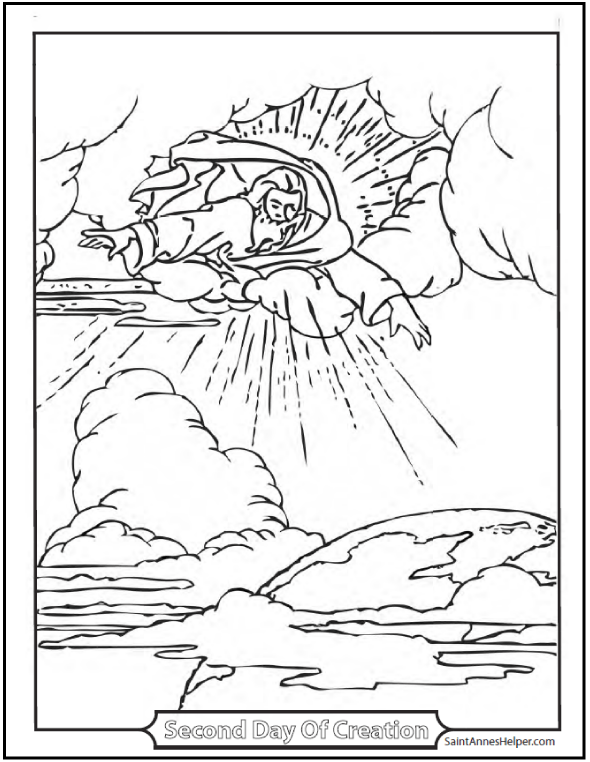 590x762 Creation Coloring Page God Made The Firmament