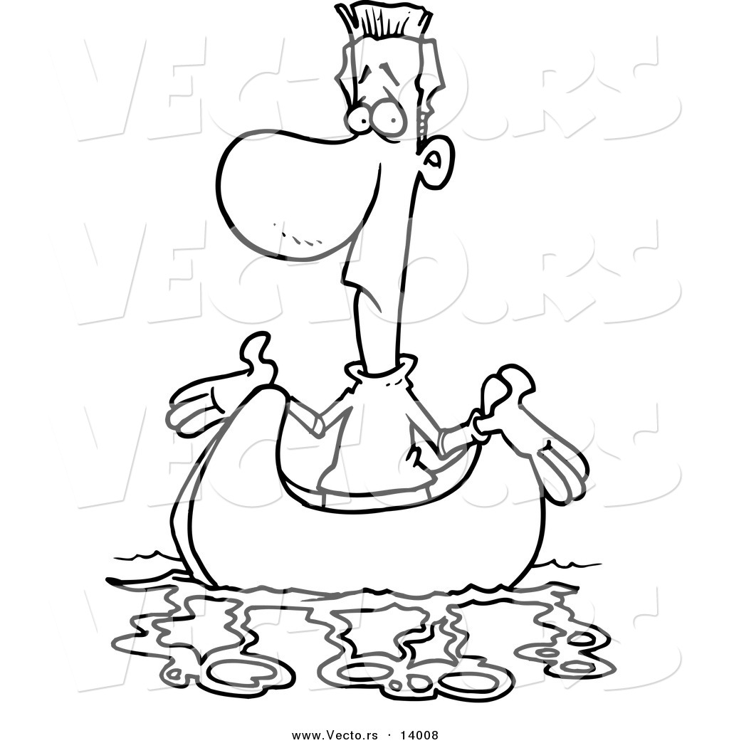 1024x1044 Vector Of A Cartoon Man Shrugging In A Boat, Up A Creek