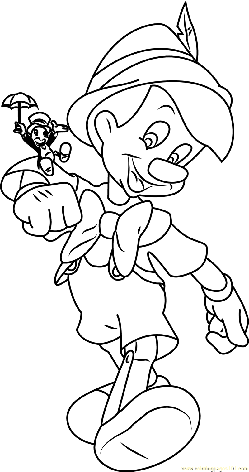 Pinocchio With Jiminy Cricket Coloring Page 800x1514 Pinocchio With Jiminy Cricket Coloring Page
