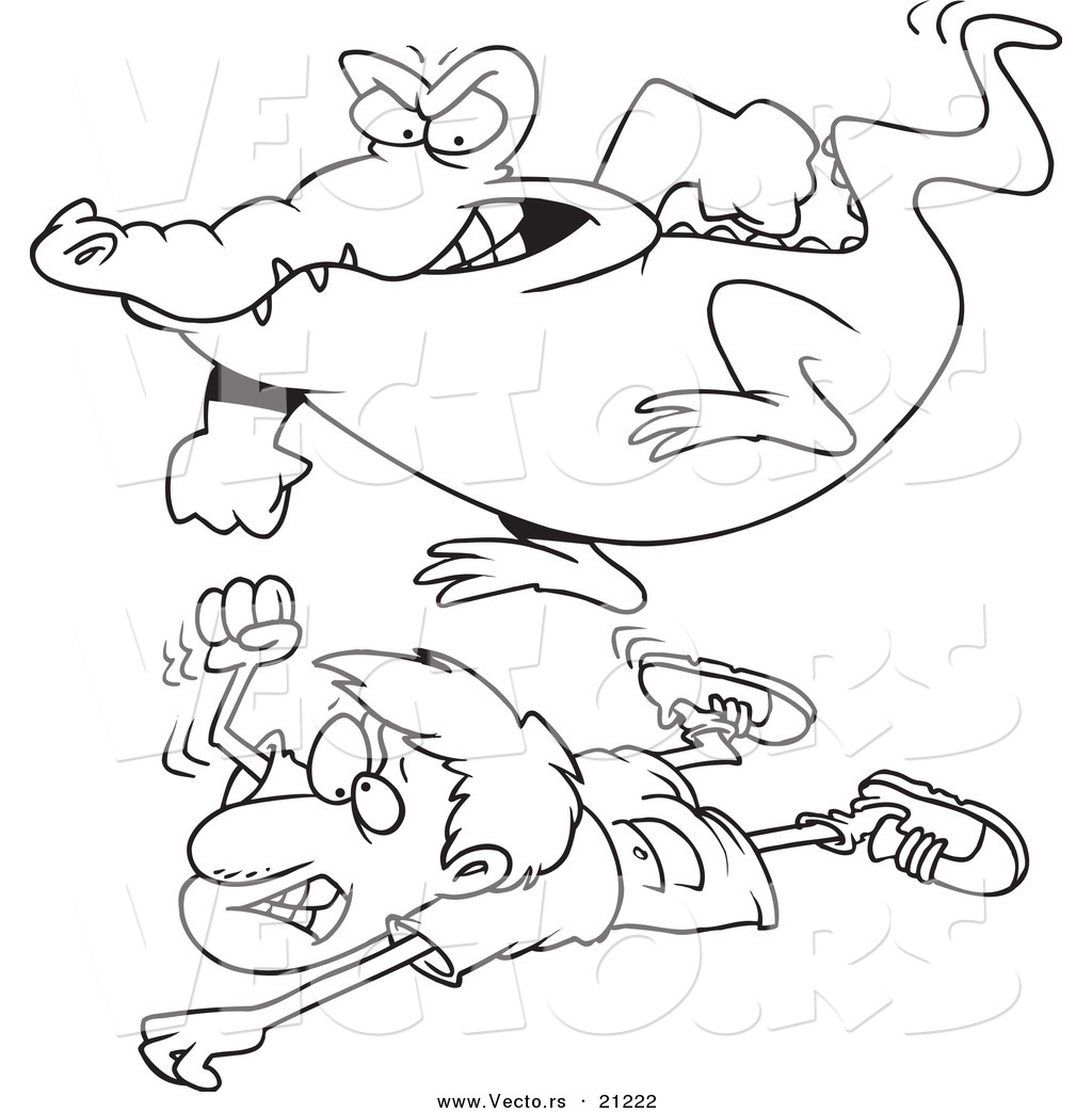 1024x1044 Vector Of A Cartoon Crocodile Stomping On A Hunter