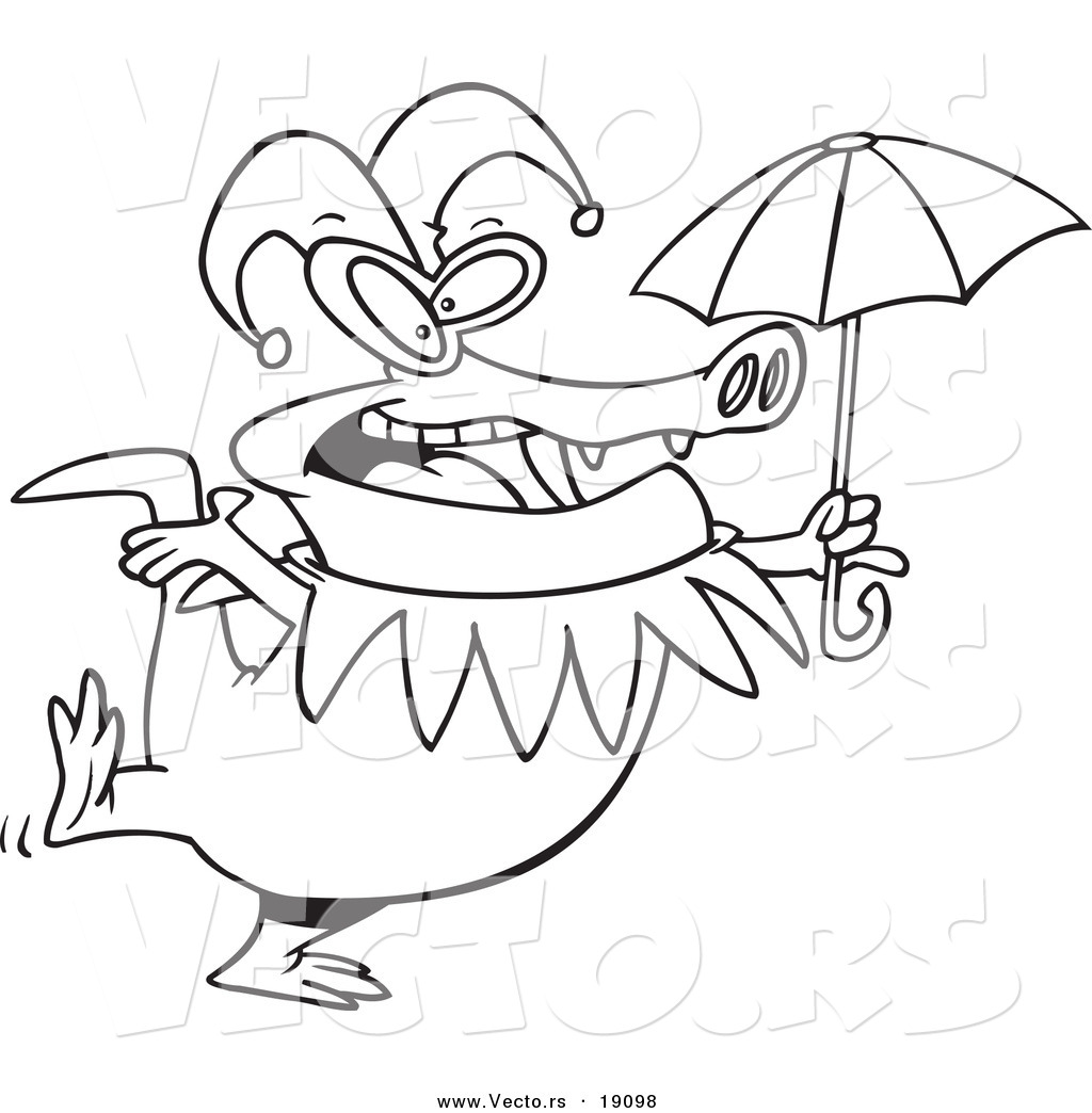 1024x1044 Vector Of A Cartoon Mardi Gras Crocodile Holding An Umbrella