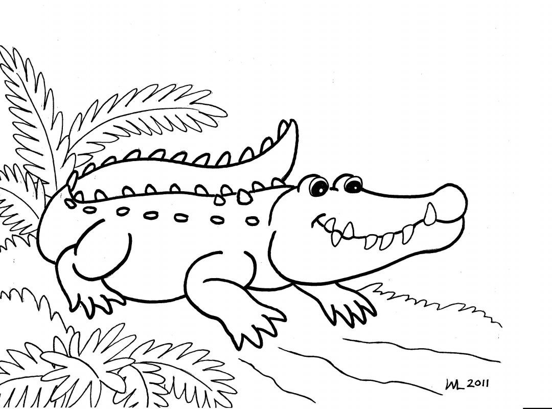 1080x800 Singing Cartoon Crocodile Coloring Page Free Printable Download