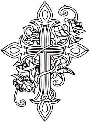300x409 Adult Coloring Pages Cross Crosses Roses Quotes Adult Coloring