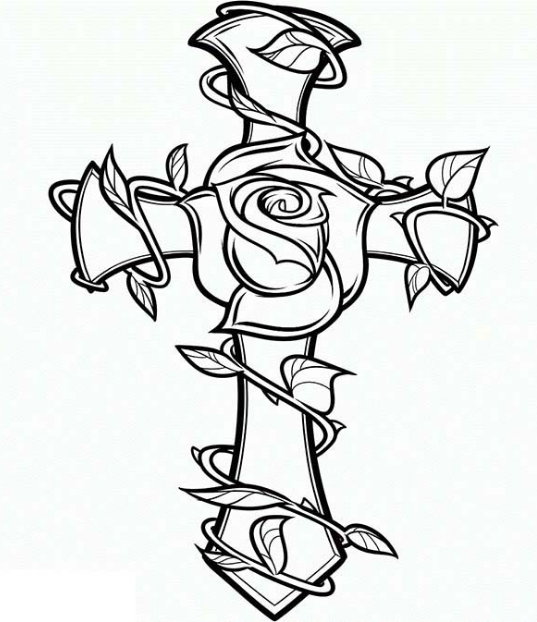 Rose Cross Coloring Page Amp Coloring Book 537x622 Rose Cross Coloring Page Amp Coloring Book