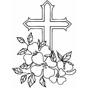 Cross And Flowers Coloring Page 300x300 Cross And Flowers Coloring Page