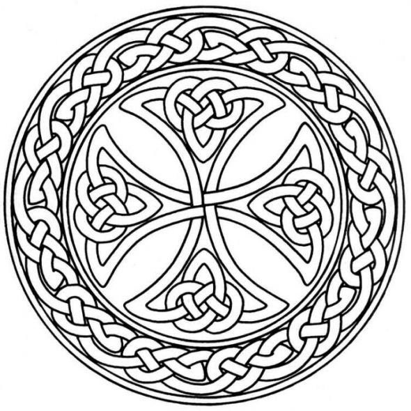 590x590 Celtic Cross Stained Glass Pattern Stained Glass Flower Coloring