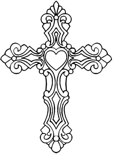 Heart Cross Adult Coloring Tattoo, Adult Coloring 384x520 Heart Cross Adult Coloring Tattoo, Adult Coloring