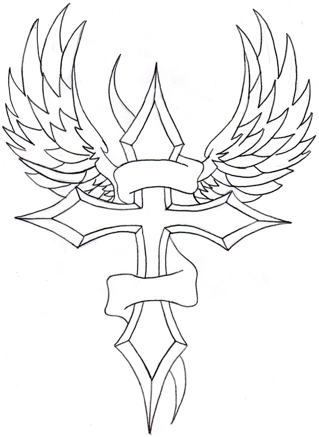1024x1400 Cross With Wings Drawings Cross With Wings Coloring Page Free
