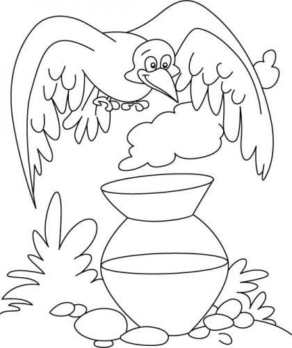 420x501 A Thirsty Crow Coloring Page Animals Coloring Pages