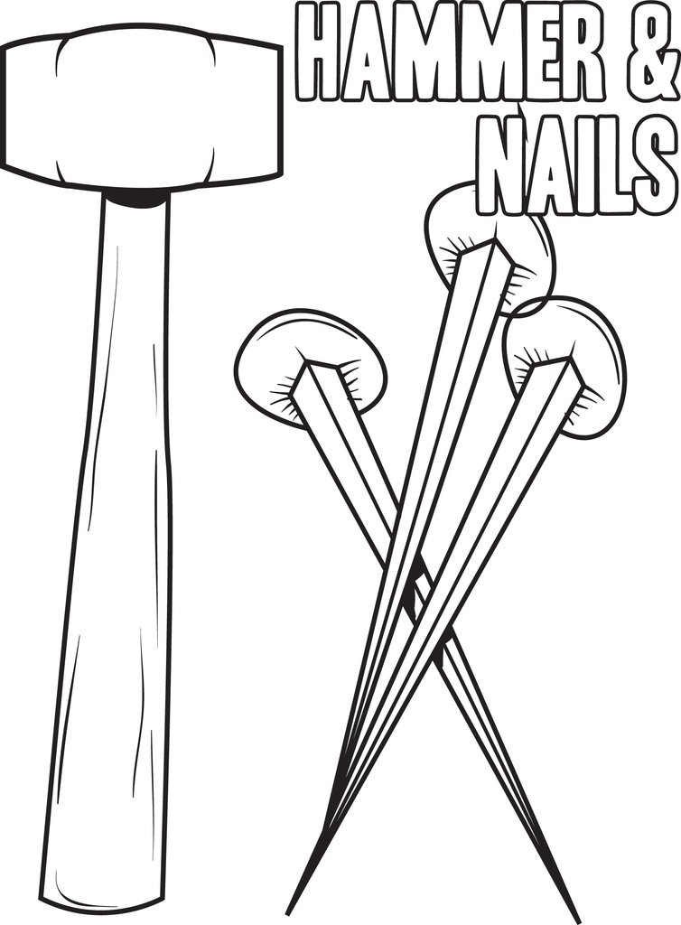 754x1024 Free, Printable Hammer And Nails Crucifixion Coloring Page