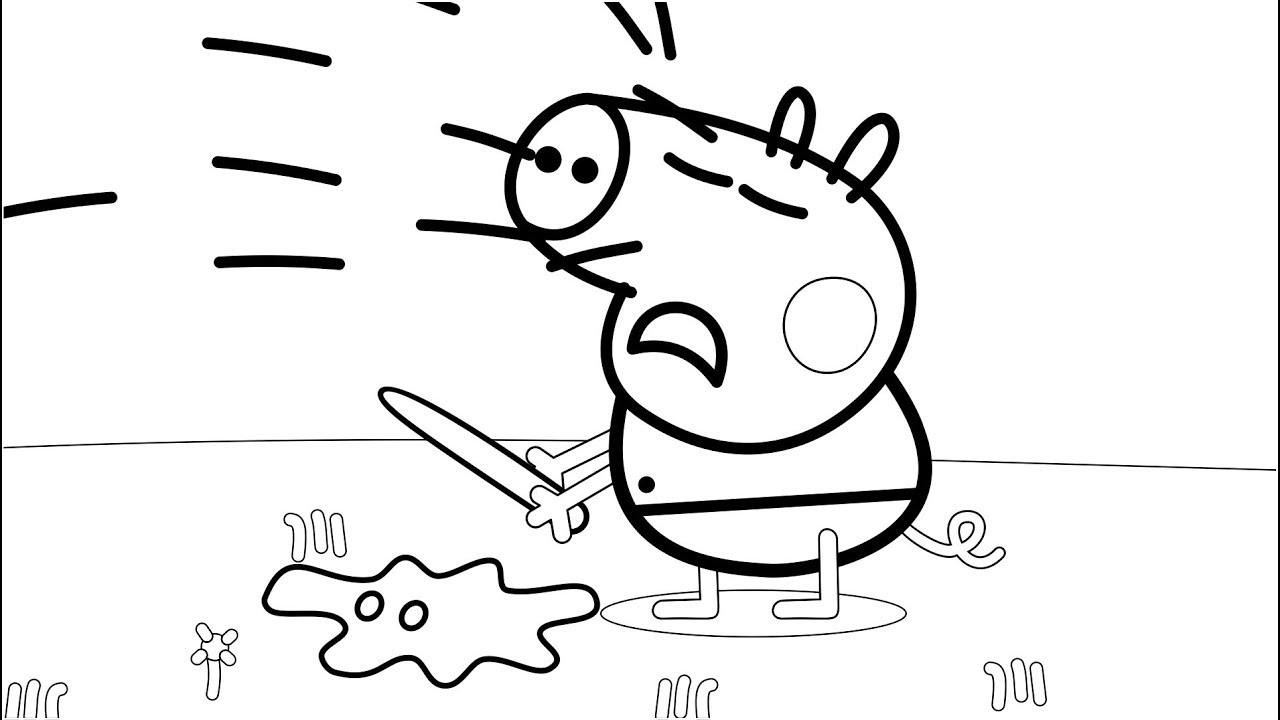 1280x720 Crying George Pig Coloring Pages With Colored Markers. Art Colours