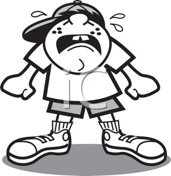 340x350 Royalty Free Clipart Image Coloring Page Of A Boy Crying