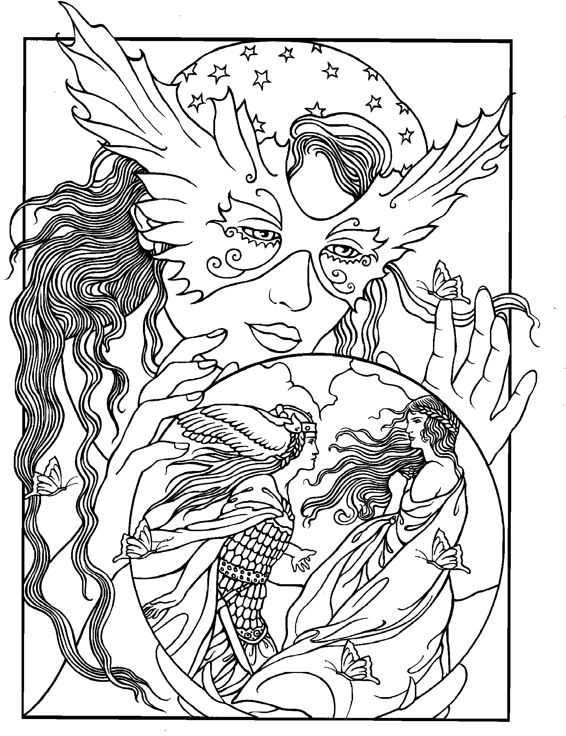 566x736 Crystal Ball Coloring Page Fantasy Coloring Pages For Adults